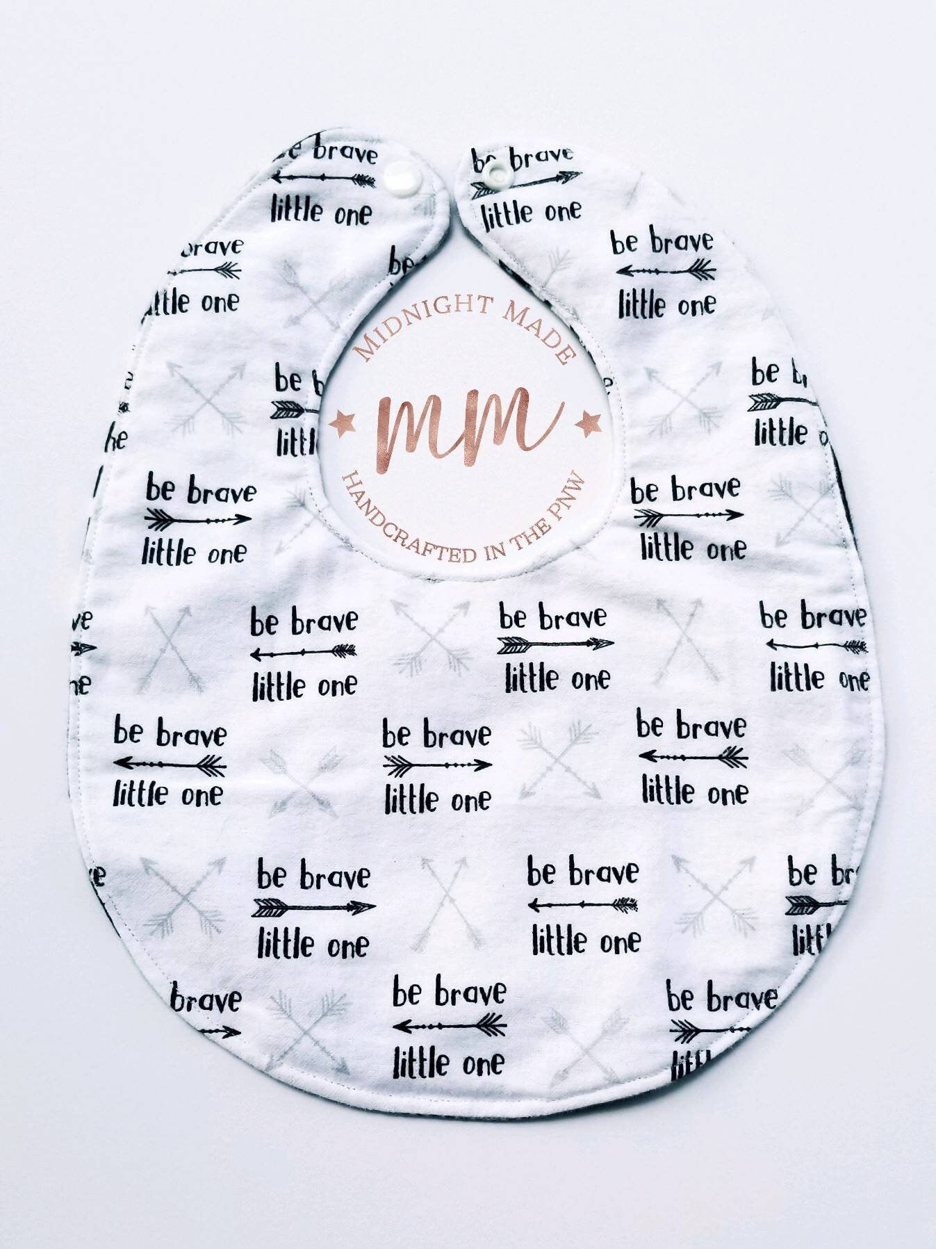 Waterproof reversible baby bib, toddler children's Bib. Stay Wild. Be Brave. Midnight Made
