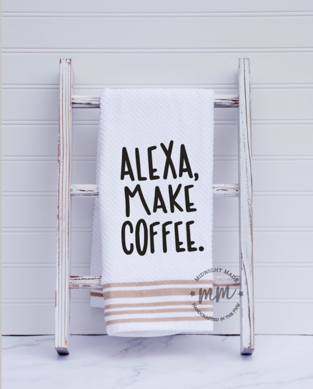 Alexa make coffee, Alexa towel, kitchen towel, funny towel, novelty towel Midnight Made coffee gift