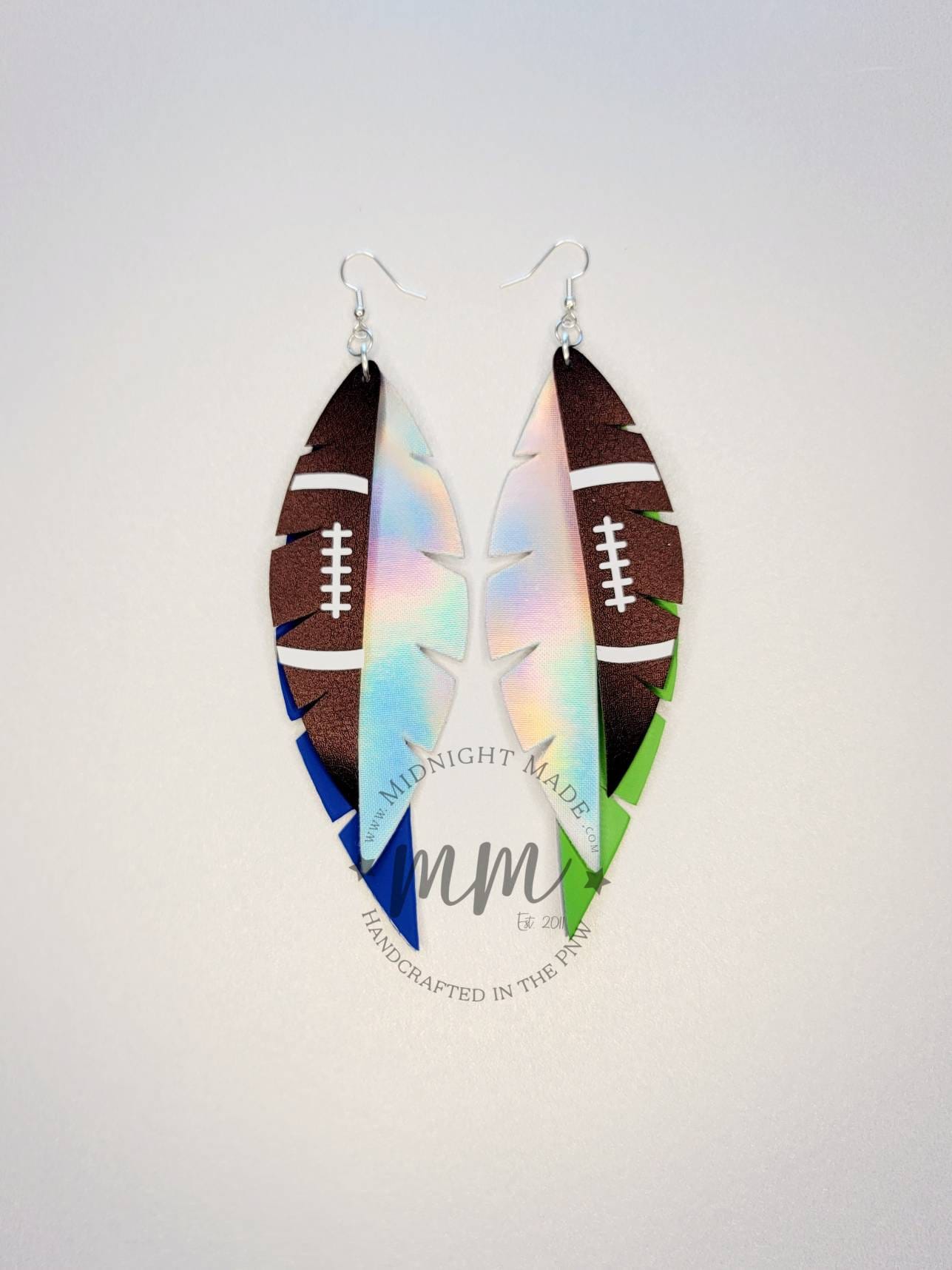 Football team vegan faux leather earrings NFL inspired