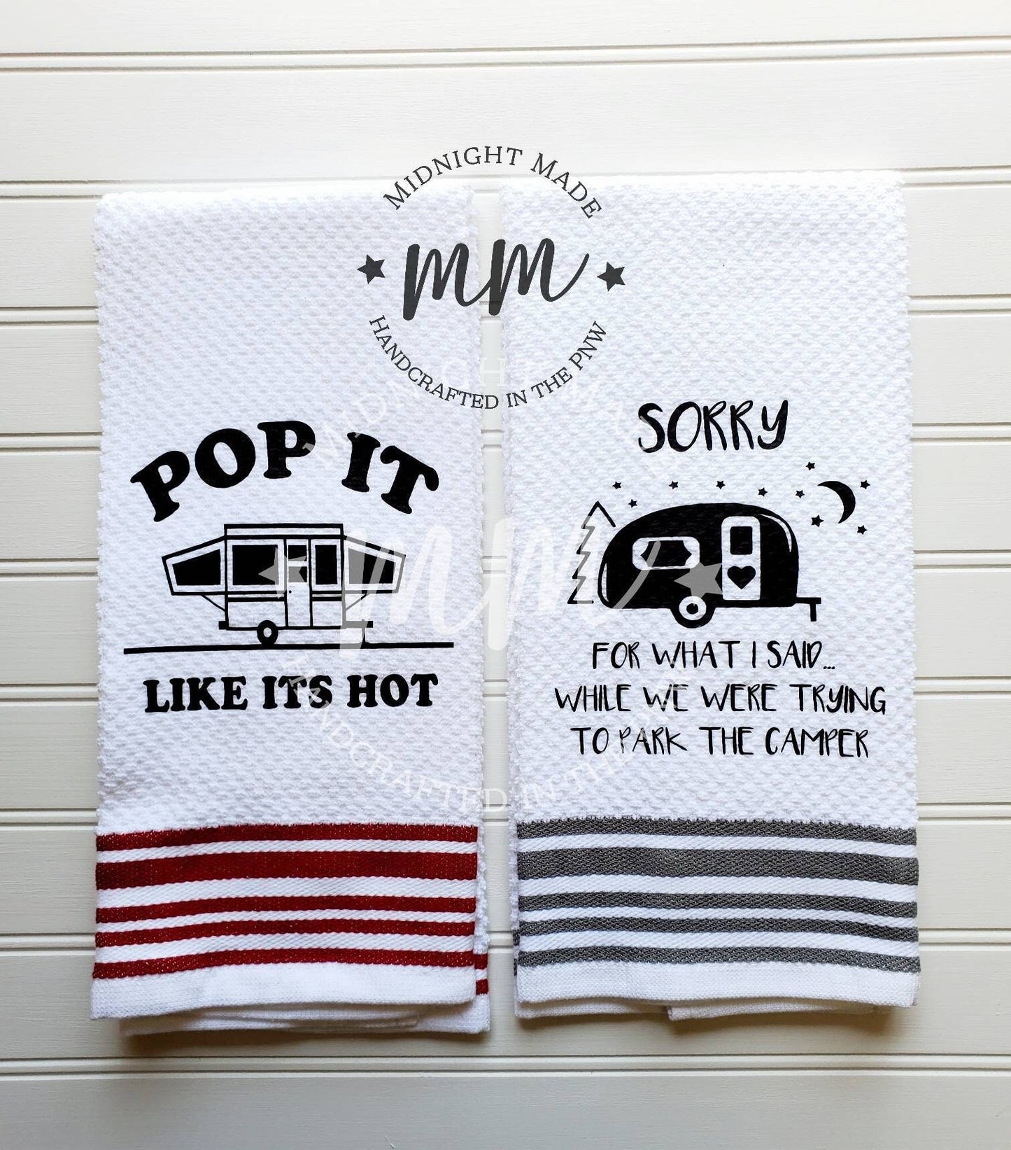 Camping Life Camping towel, camper decor, funny towel decor Midnight Made