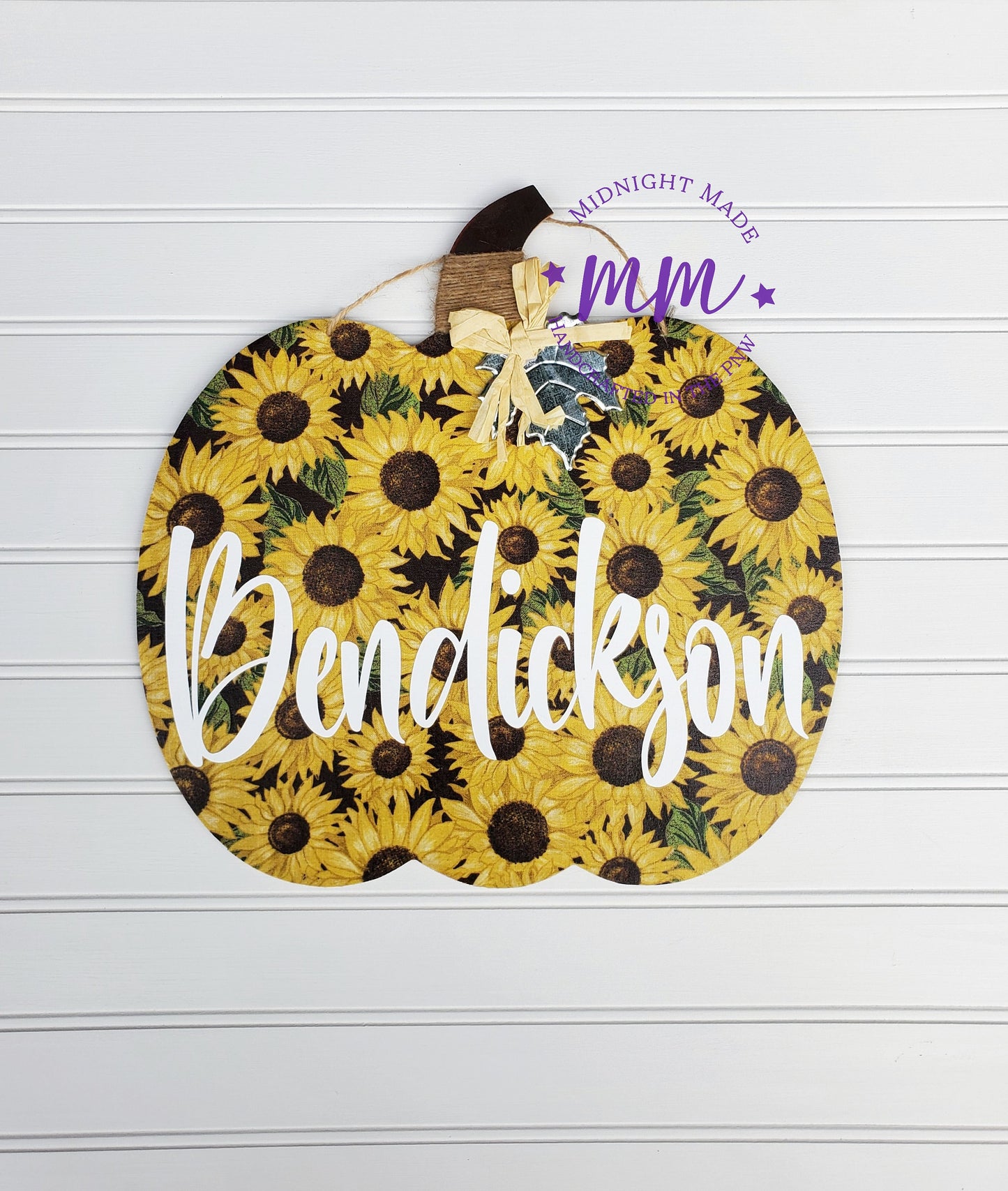 Buffalo Plaid Sunflower Pumpkin fall door hang decor. midnight made. plaid