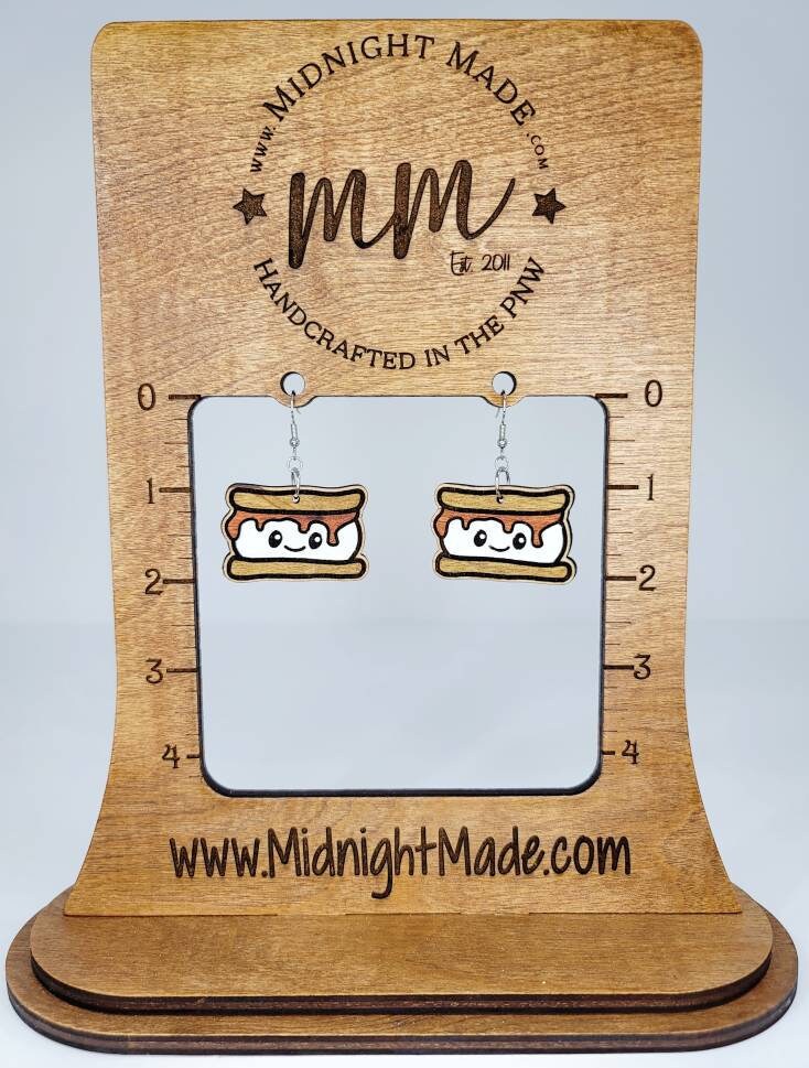 Smores marshmallow campfire Camping Earrings
