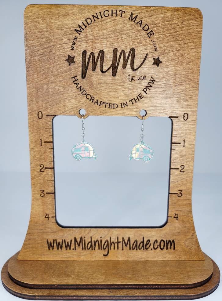 Shimmer suncatcher reflective Camping Camper Earrings