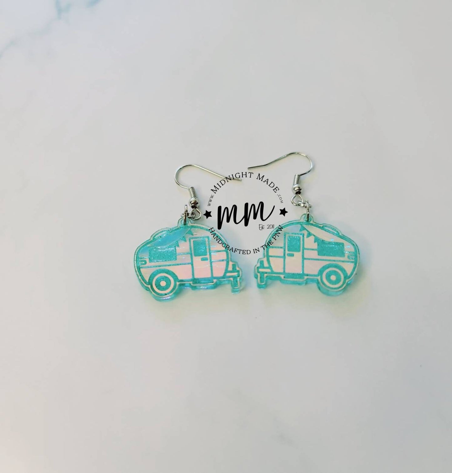 Shimmer suncatcher reflective Camping Camper keychain Midnight Made VRBO Air bnb Outdoorsy