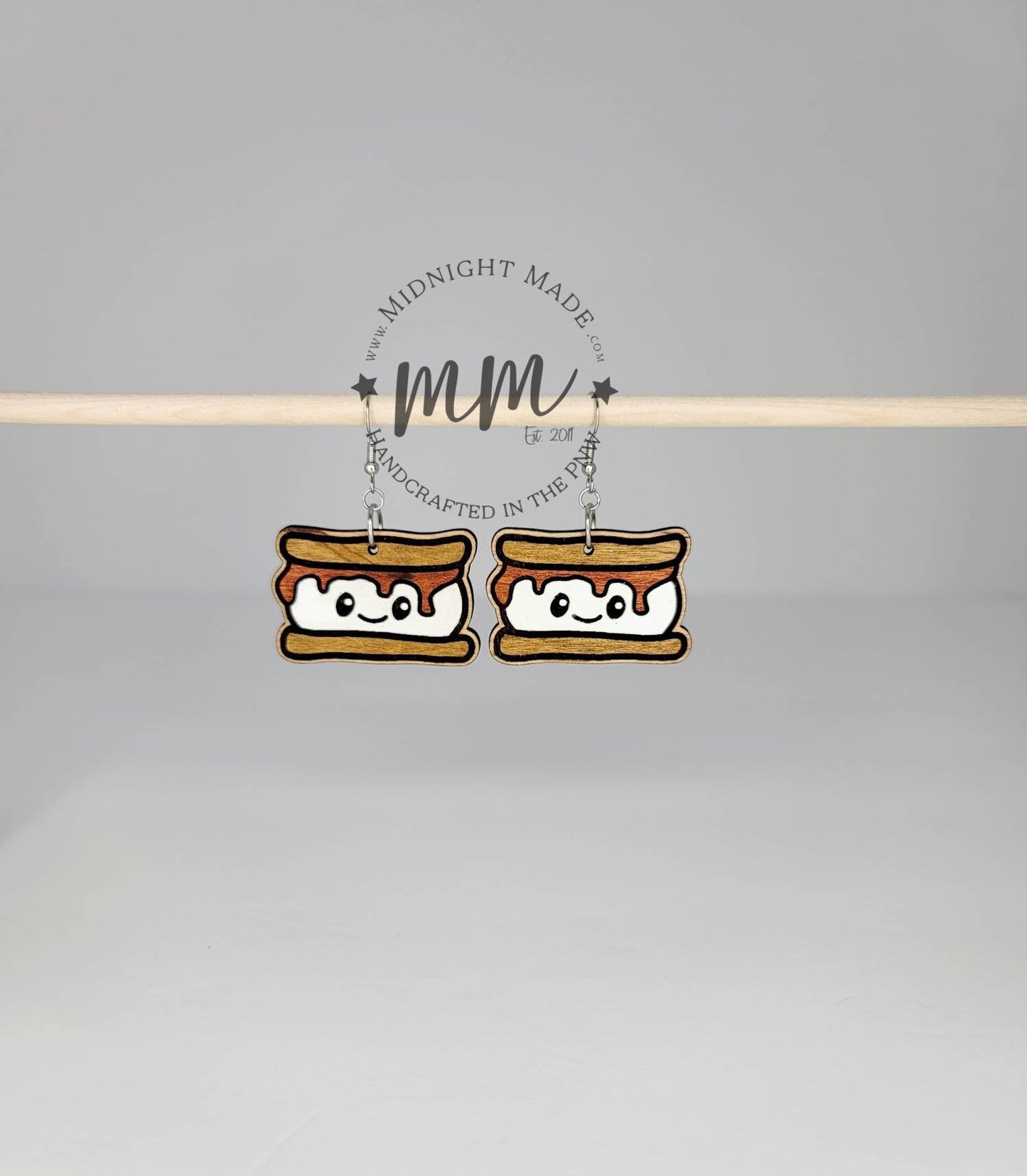 Smores marshmallow campfire Camping Earrings