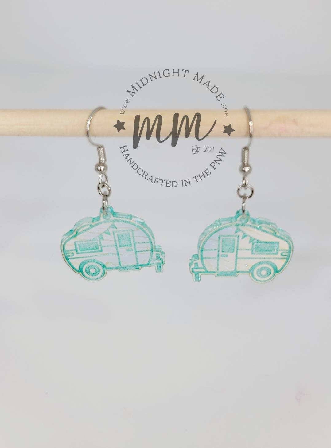 Shimmer suncatcher reflective Camping Camper Earrings