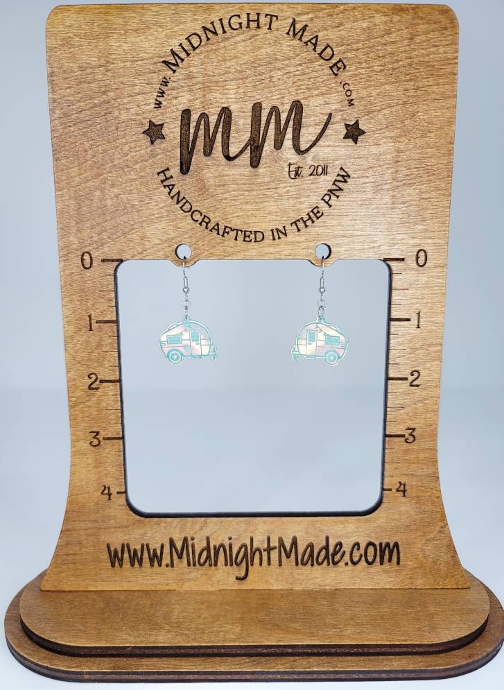 Shimmer suncatcher reflective Camping Camper Earrings
