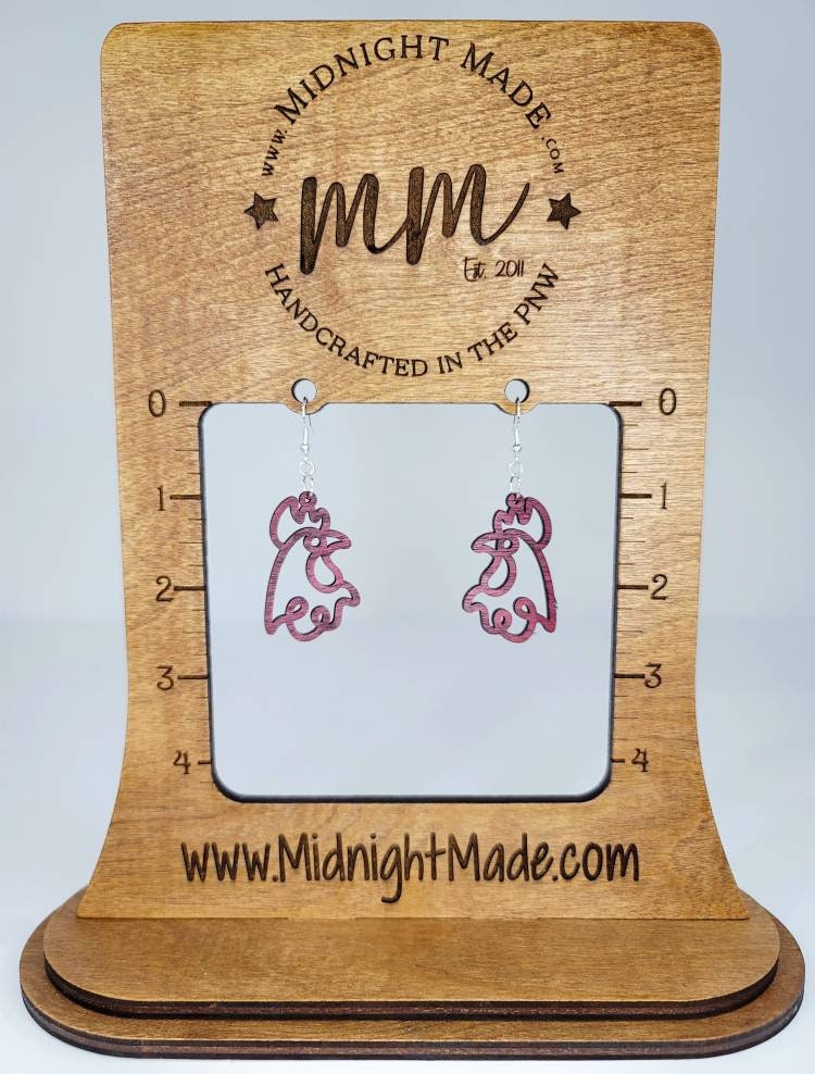 Chicken Rooster Farm Earrings hand painted wood dangle Earrings Midnight Made