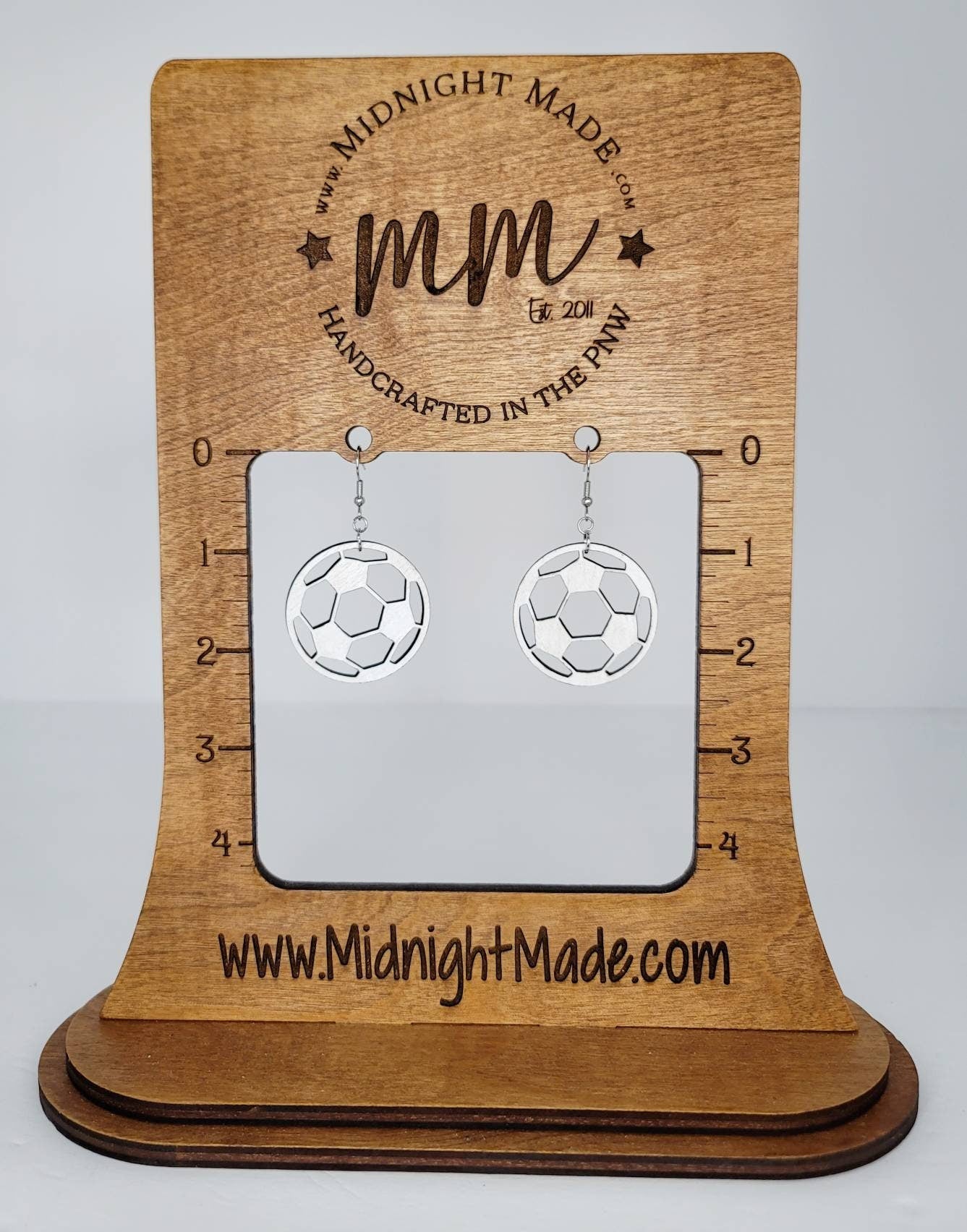 Wood Soccer earrings team spirit school team Midnight Made