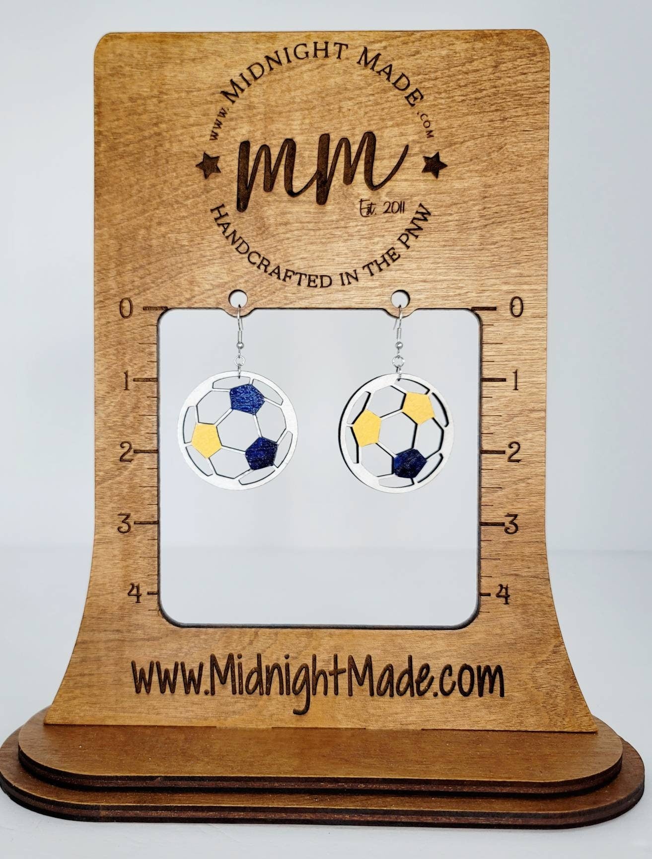 Wood Soccer earrings team spirit school team Midnight Made