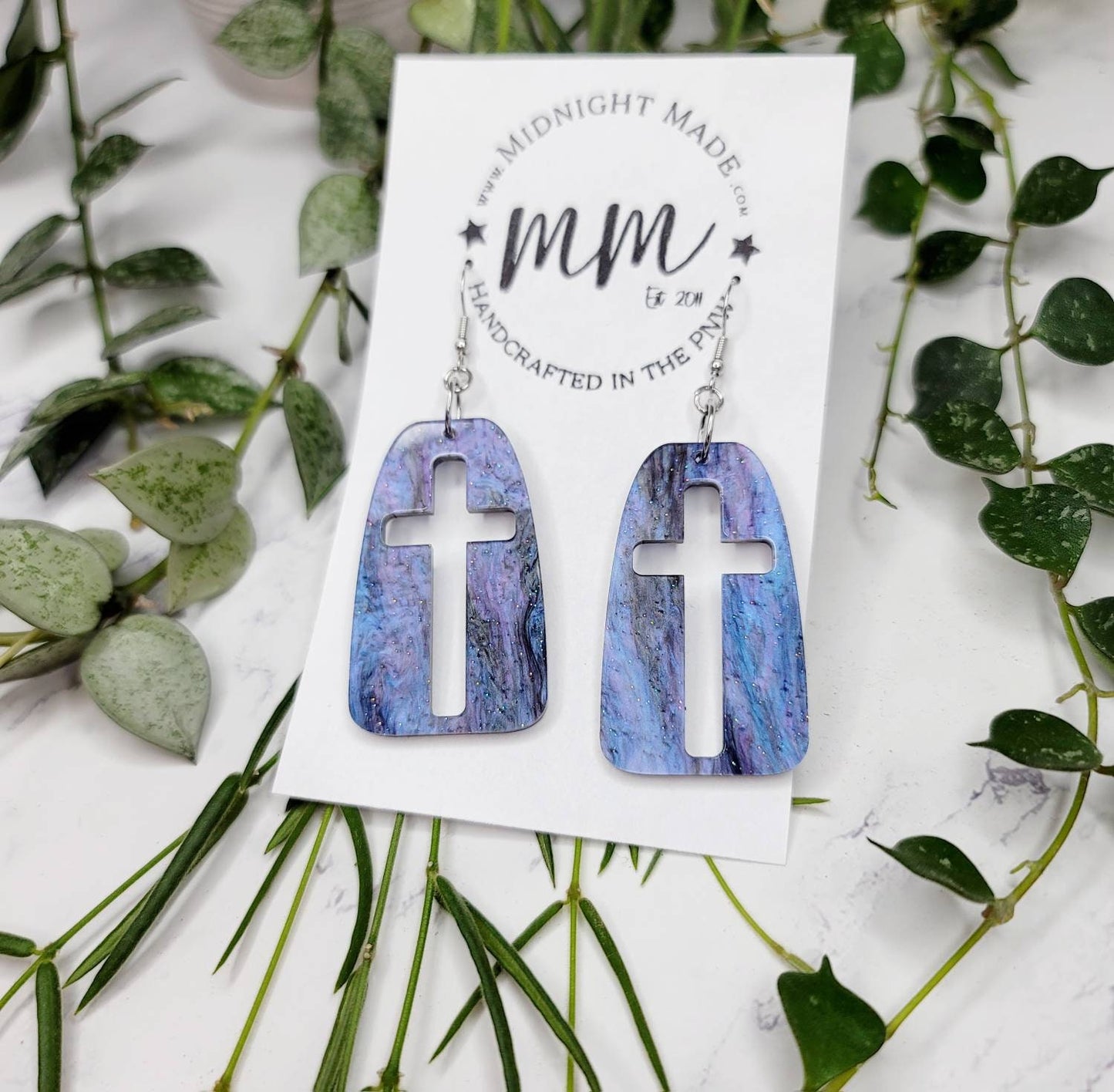 Cross negative space silhouette earrings Midnight Made
