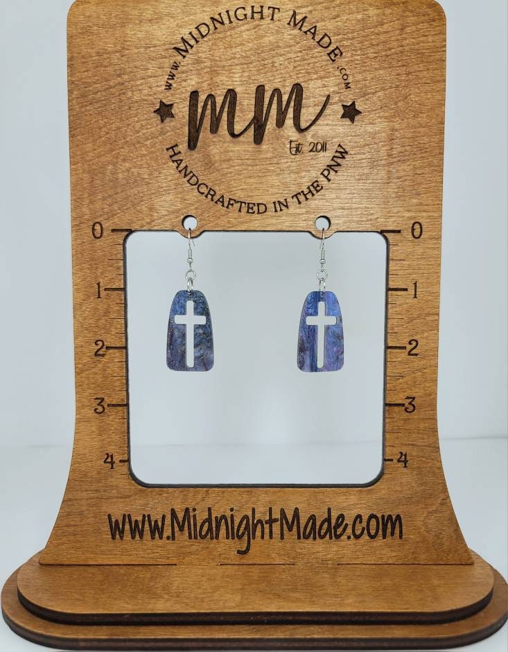 Cross negative space silhouette earrings Midnight Made Christian