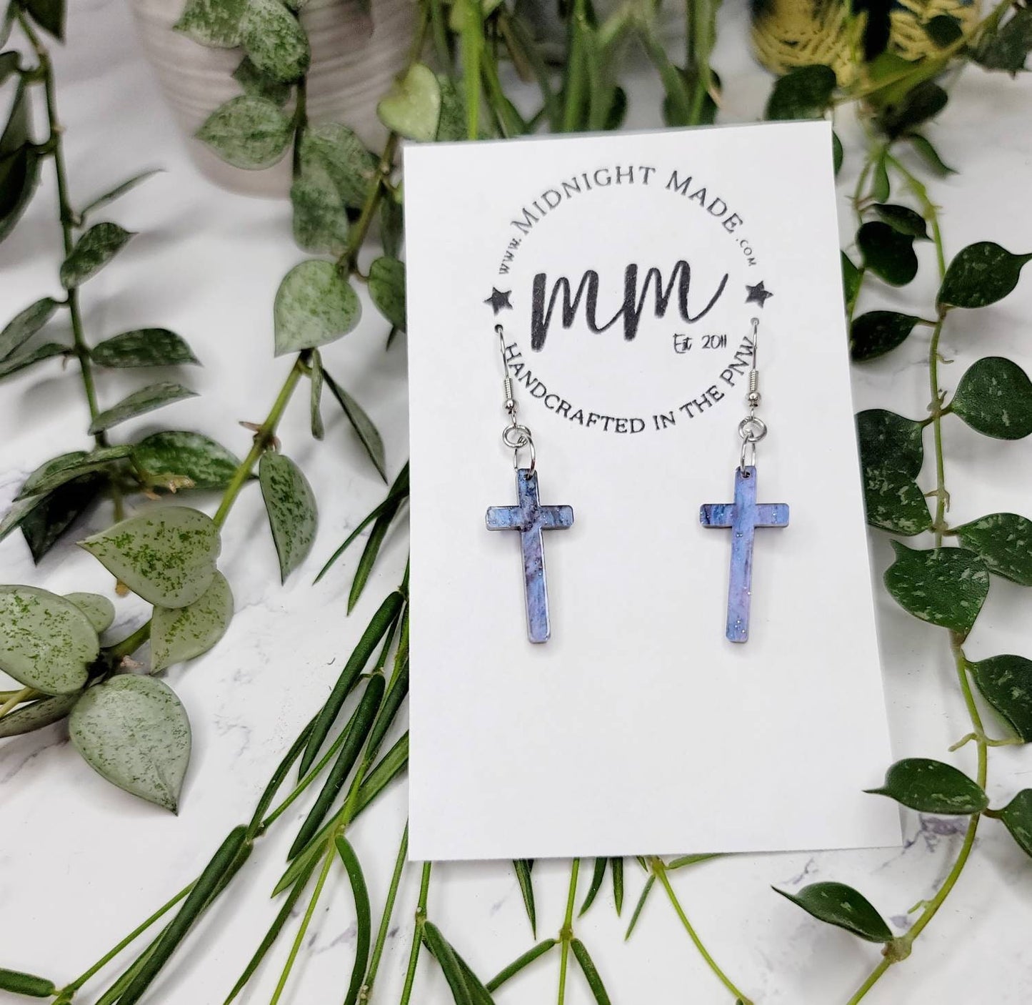 Cross galaxy earrings Midnight Made
