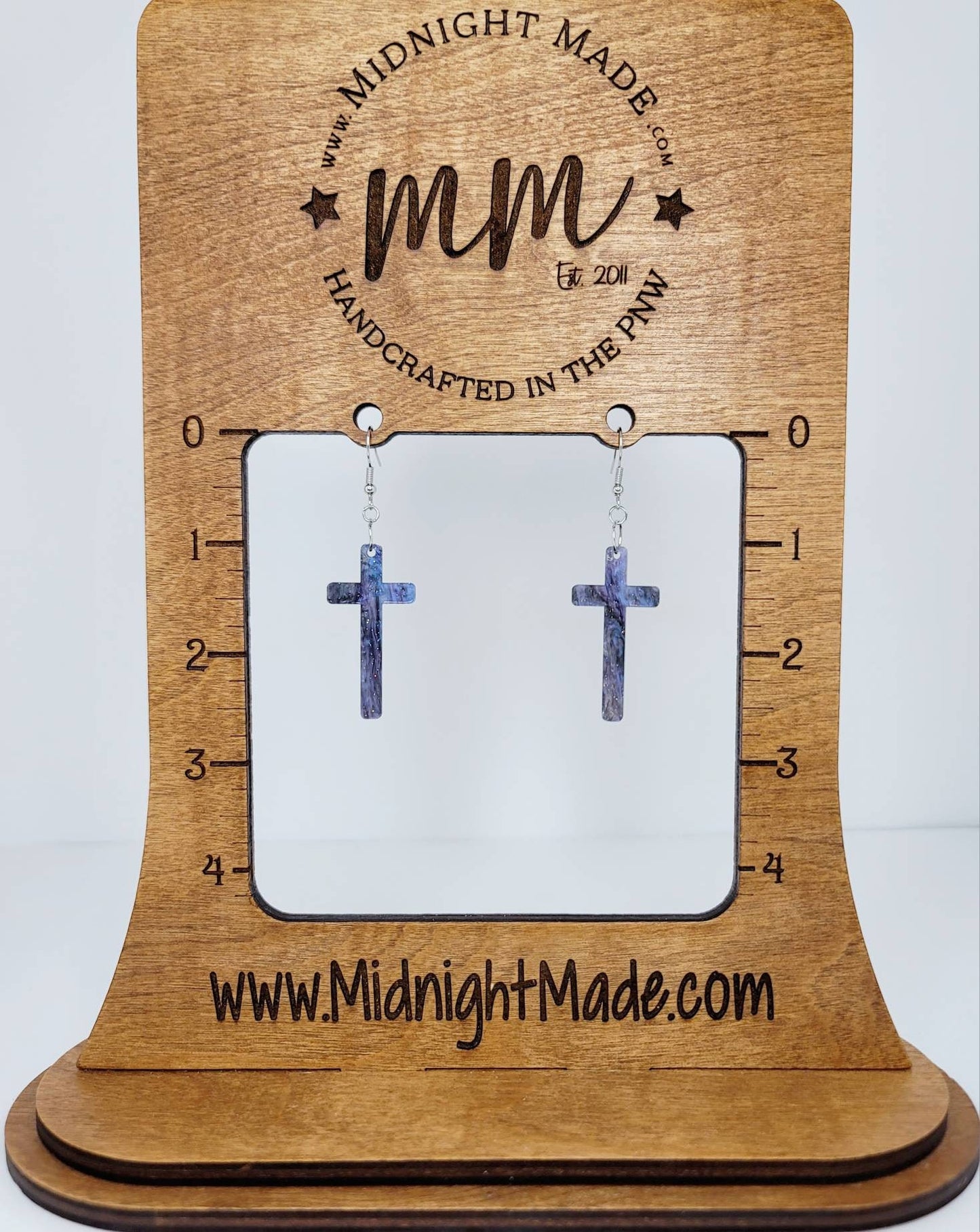 Cross silhouette galaxy earrings Midnight Made