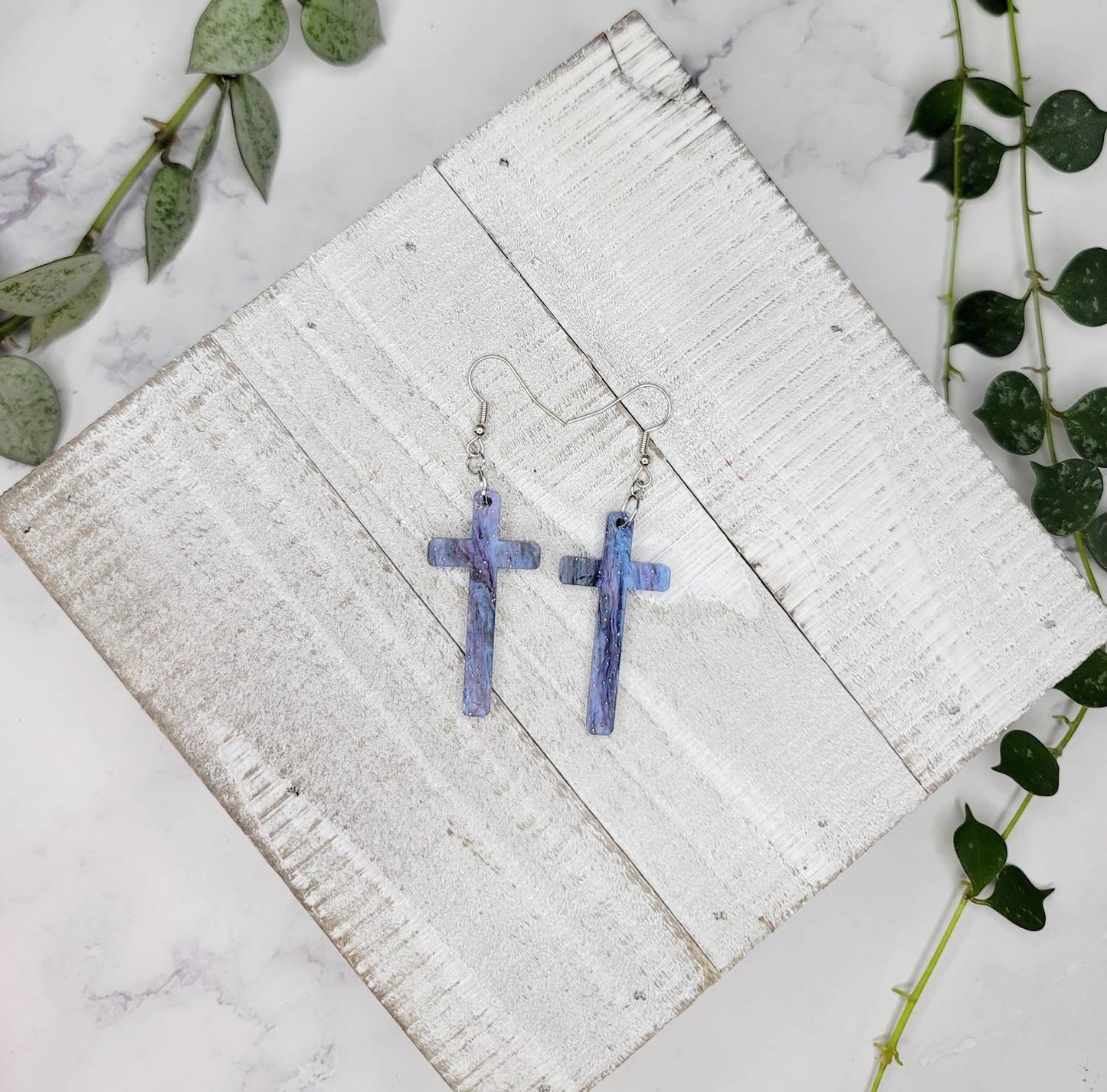 Cross silhouette galaxy earrings Midnight Made