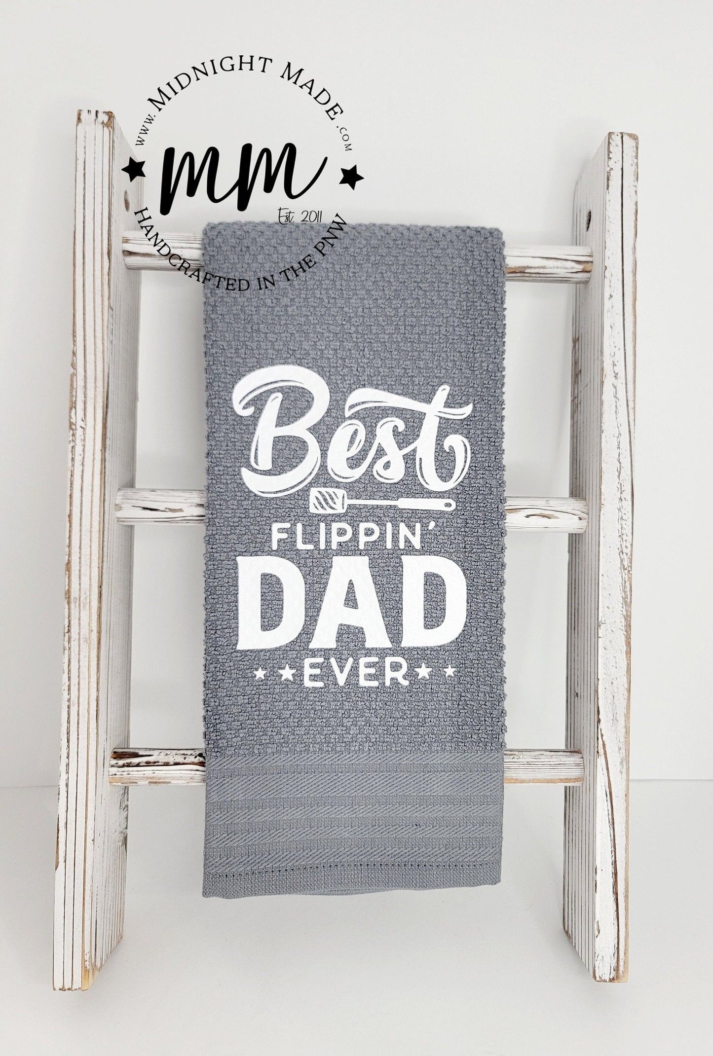 Best Flippin' Dad ever kitchen towel, funny towel, novelty towel, snarky decor Midnight Made