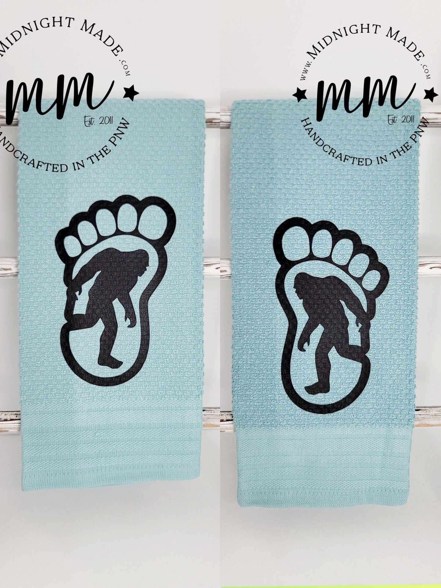 Bigfoot Sasquatch Yetty Yeti decor, funny towel decor Midnight Made pnw gift camping father's day dad gift
