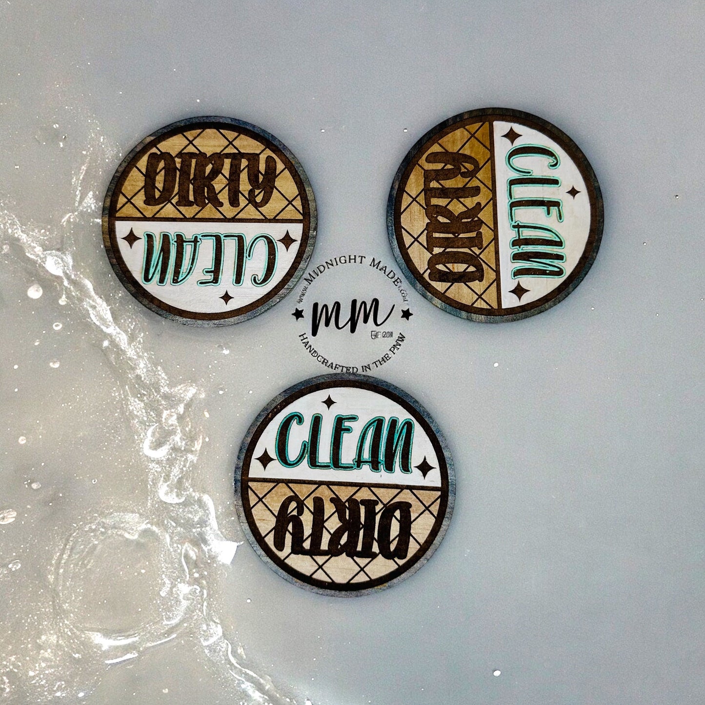 Dishwasher Clean Dirty Dial. Dish washer sign.