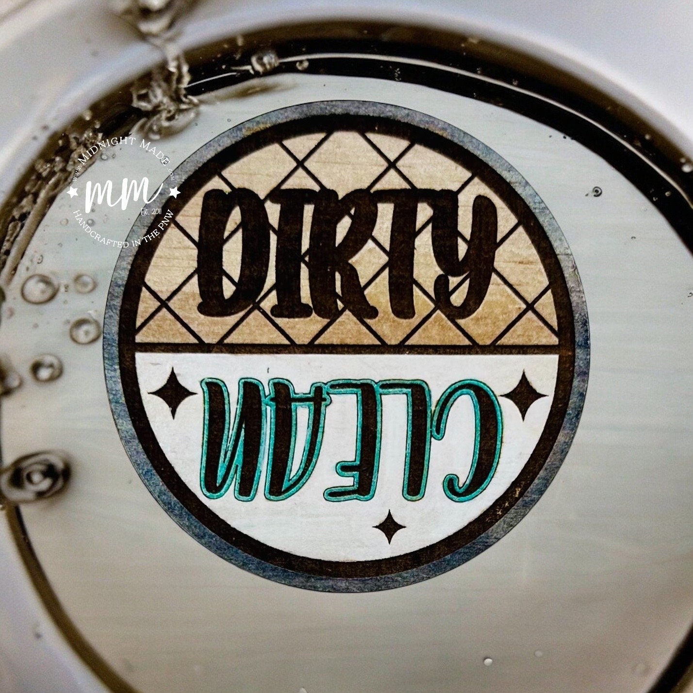 Dishwasher Clean Dirty Dial. Dish washer sign.
