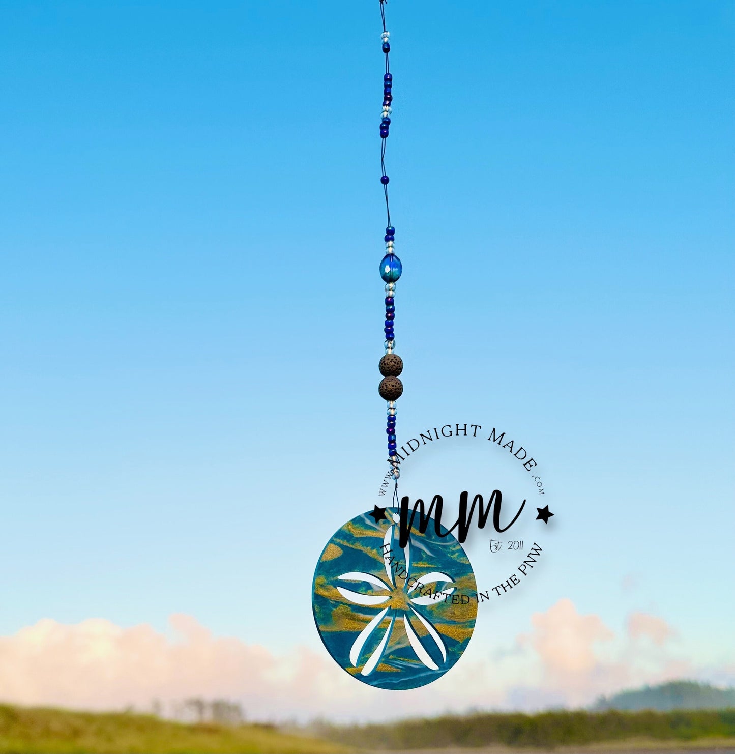 Sand Dollar Car Charm diffuser. Sanddollar beach air freshener, essential oil car scents
