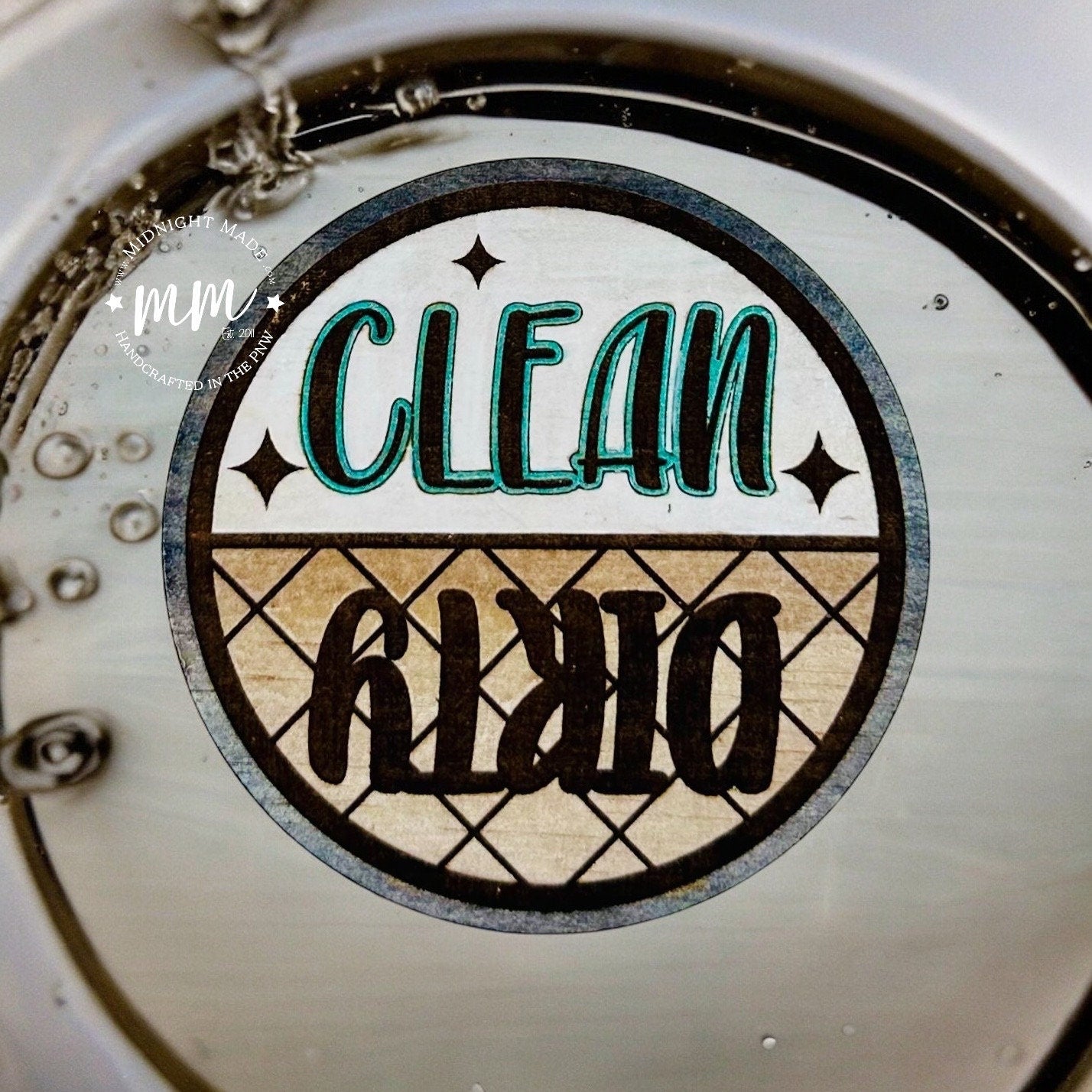Dishwasher Clean Dirty Dial. Dish washer sign.