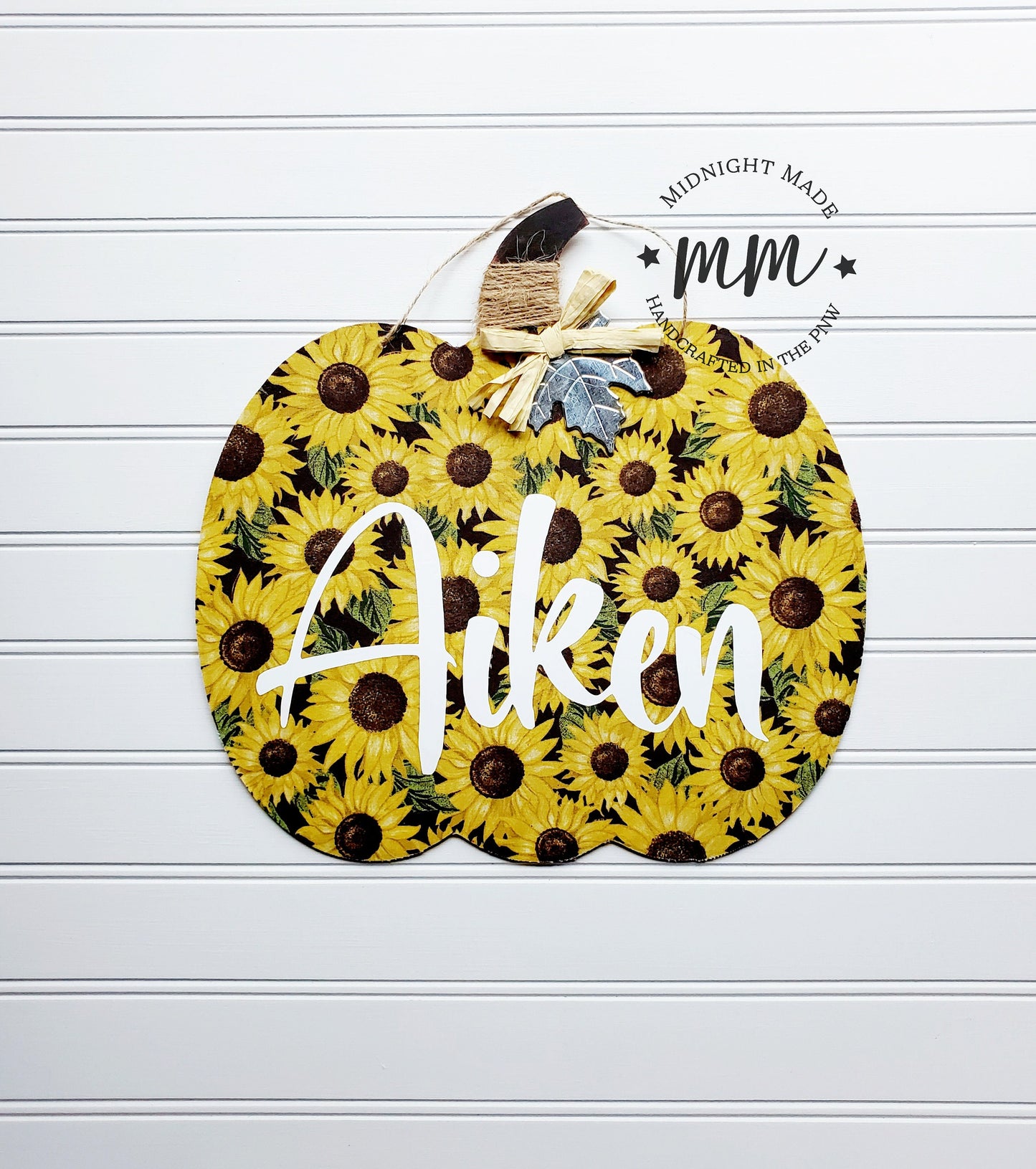 Buffalo Plaid Sunflower Pumpkin fall door hang decor