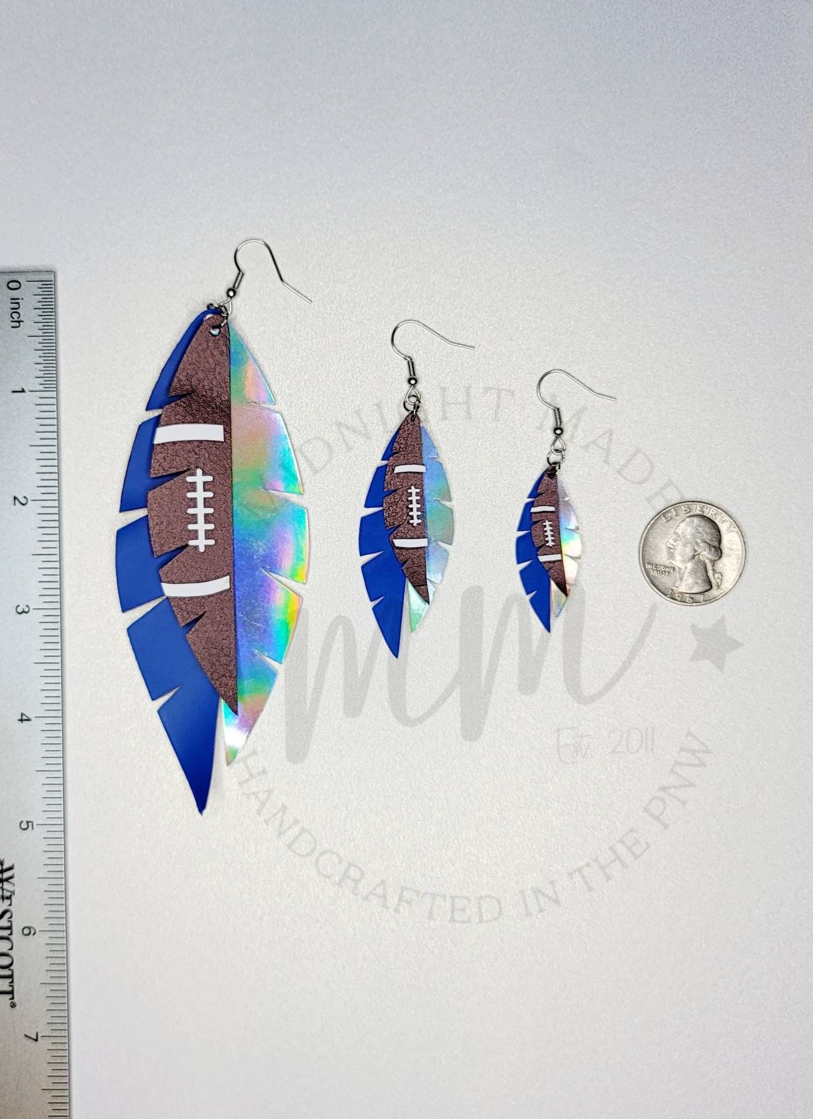 Seahawks football vegan faux leather earrings NFL Midnight Made