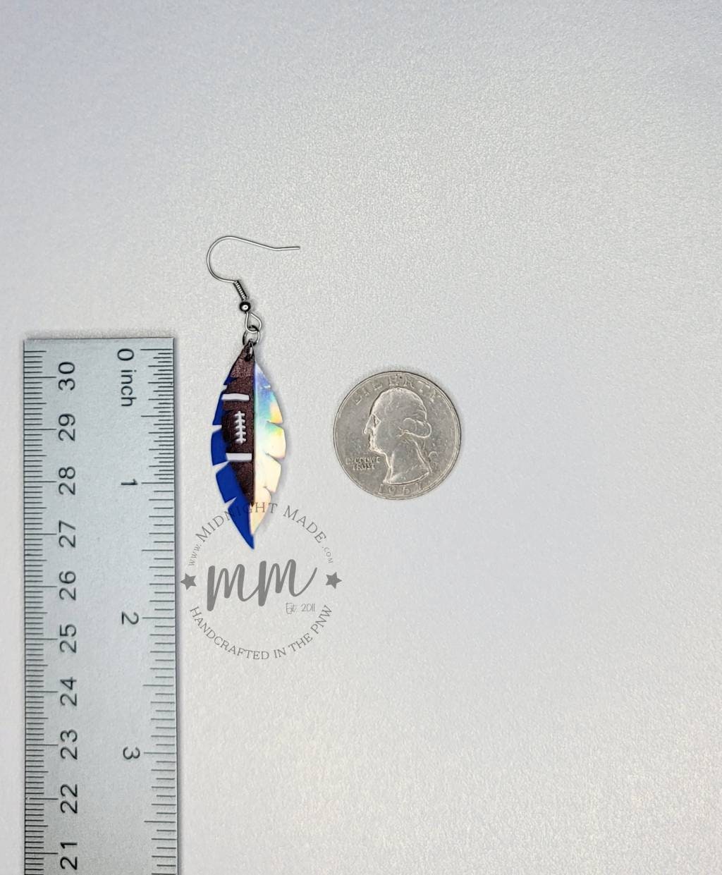 Seahawks football vegan faux leather earrings NFL Midnight Made