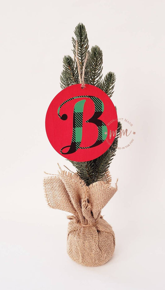 Personalized custom buffalo plaid Christmas tree ornaments Midnight Made