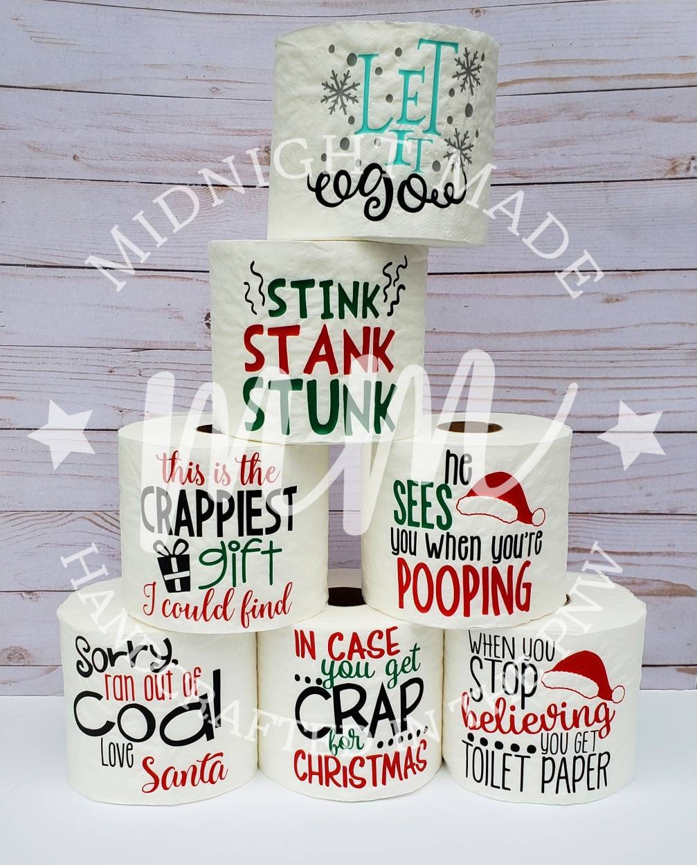 Funny toilet paper roll, funny TP, Gag gift, white elephant gift, naughty list, secret santa Midnight Made