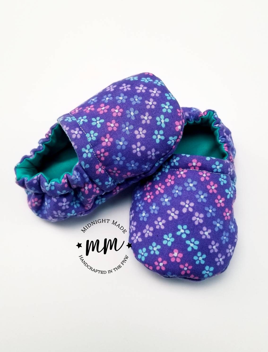 Soft soled baby crib shoes moccasins mocs slippers mermaid. Midnight Made