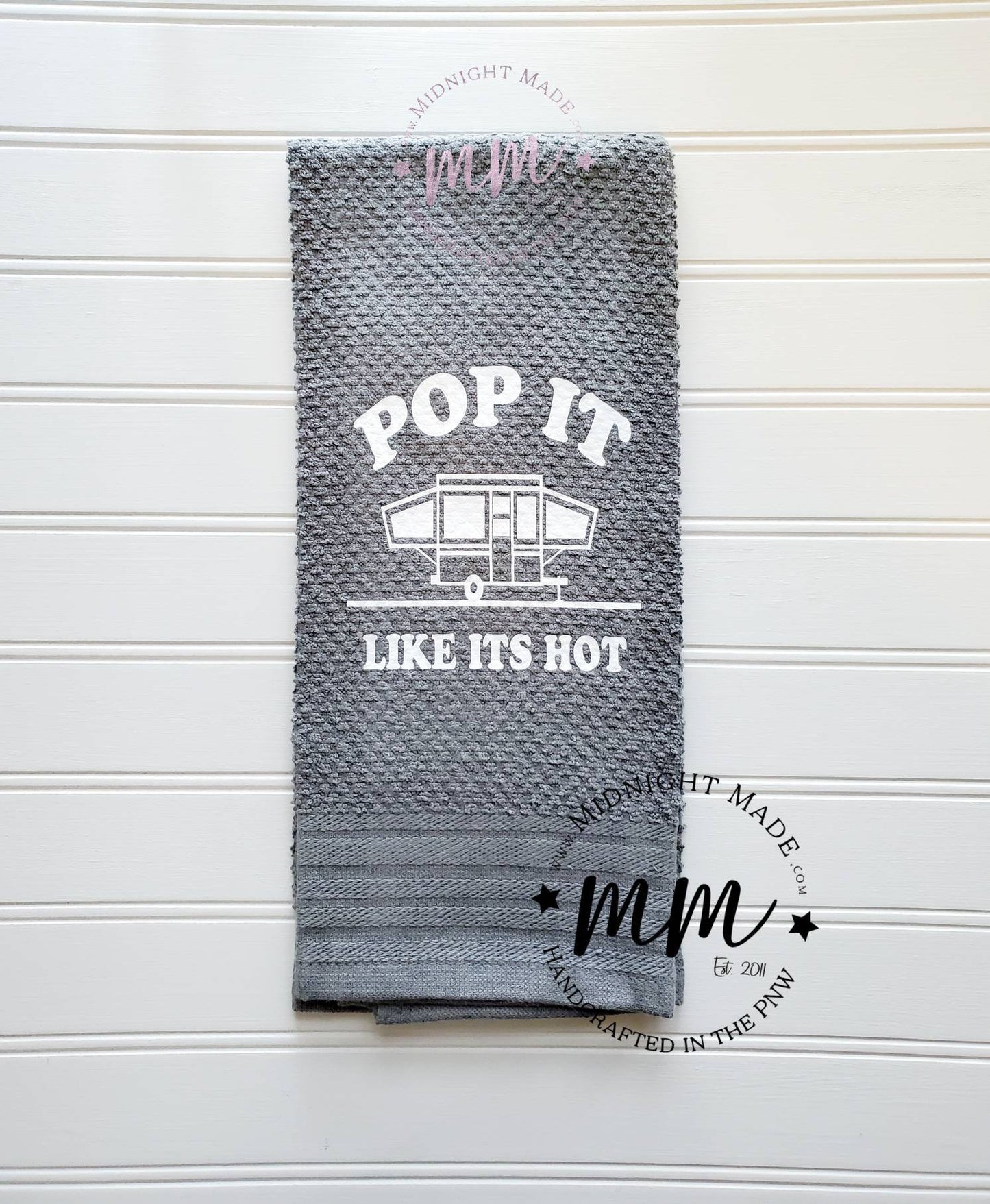 Camp Life Camping towel, camper decor, funny towel decor Midnight Made