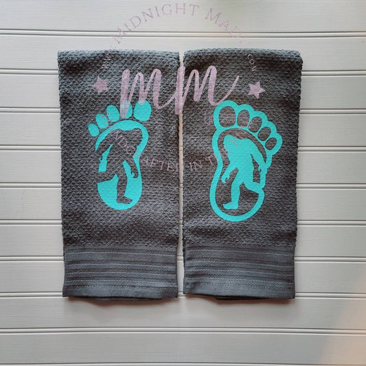 Bigfoot Sasquatch Yetty Yeti décor, funny kitchen towel décor Midnight Made camp gift pnw