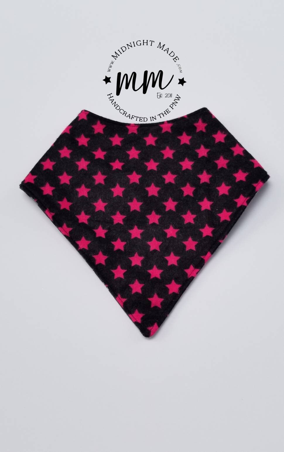 Double sided REVERSIBLE baby bib bandana, shimmer skulls pink stars toddler children's Bib Midnight Made