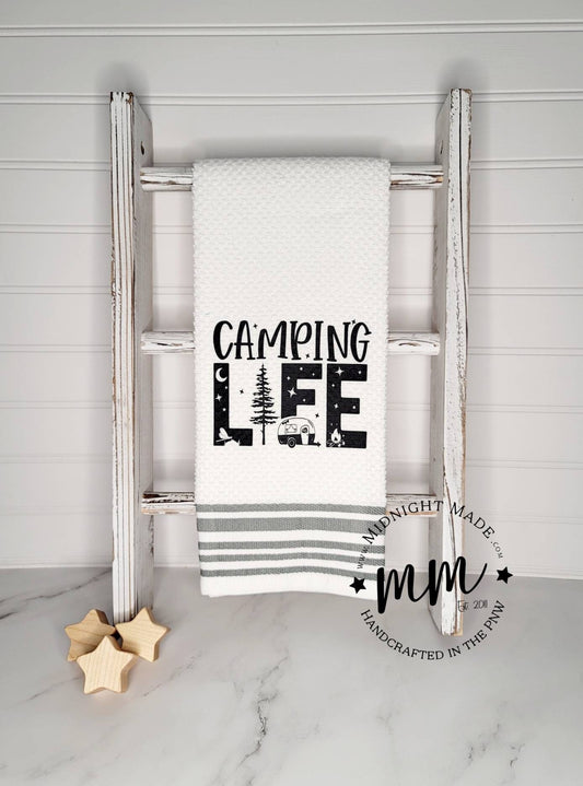 Camping Life Camping towel, camper decor, funny towel decor Midnight Made