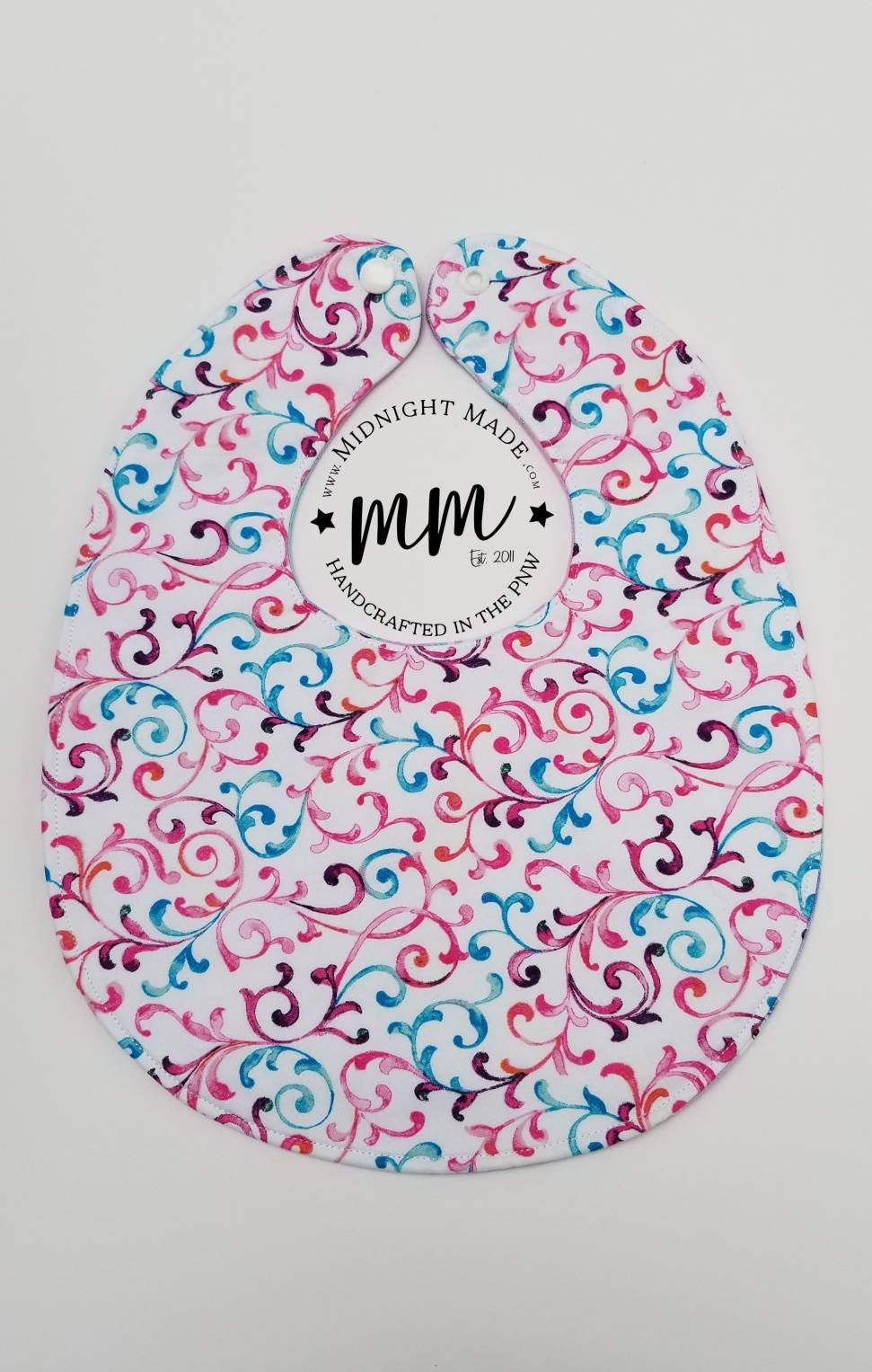 Double sided REVERSIBLE baby bib rainbow unicorn stars toddler children's Bib Midnight Made