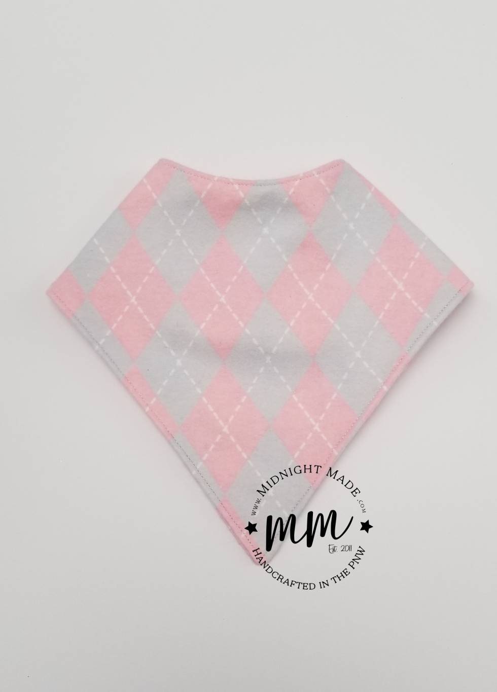 Double sided REVERSIBLE baby bib bandana star moon cloud sun pink toddler children's Bib Midnight Made