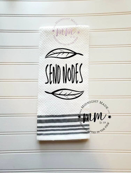 SEND NODES towel, kitchen towel, funny towel, novelty towel, Midnight Made, plant towel, plant nodes