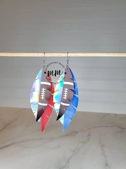 Houston Texans football faux vegan leather earrings. Midnight Made