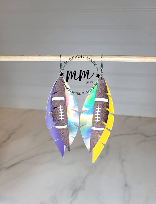 UW Huskies football vegan faux leather earrings. Midnight Made