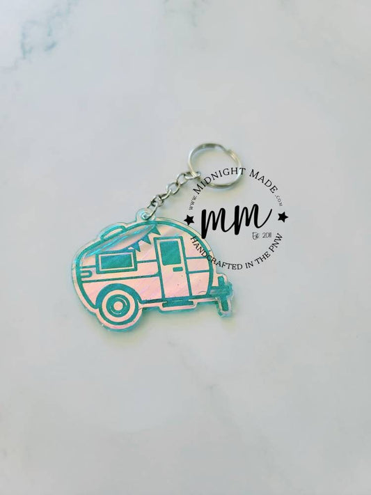 Shimmer suncatcher reflective Camping Camper keychain Midnight Made VRBO Air bnb Outdoorsy