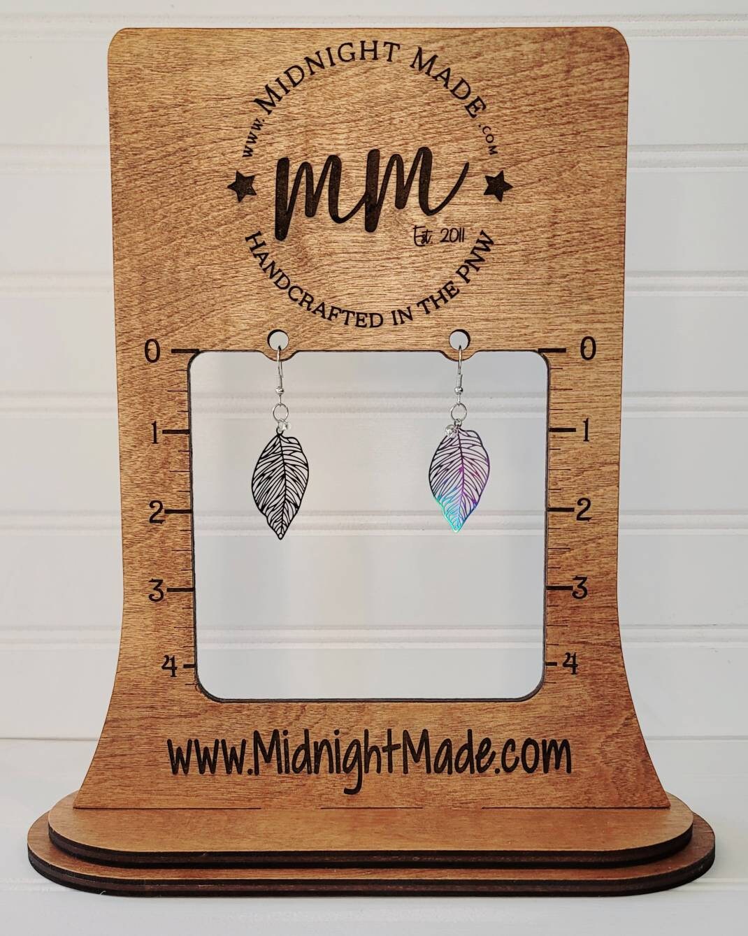 Shimmer Shiny Rainbow Tropical Leaf Earrings with Gold