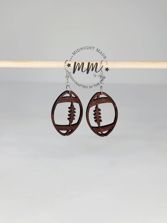 Football wood earrings NFL Midnight Made vegan