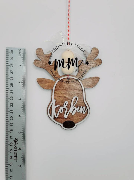 Reindeer Rudolph Name 2022 Family Ornament Wood Christmas tree ornament Midnight Made Christmas