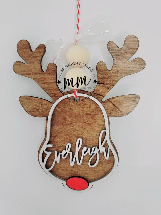 Christmas Reindeer Rudolph Name 2022 Family Ornament Wood Christmas tree ornament Midnight Made