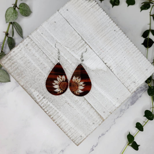 Sunflower Summer Dangle golden yellow Sunflower Earrings Midnight Made