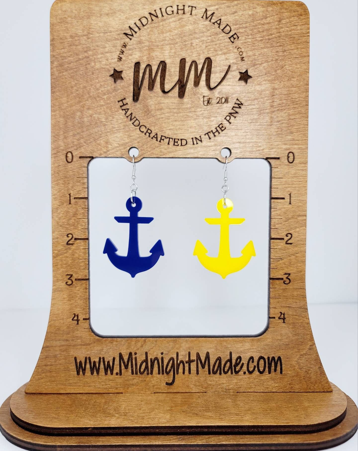 Anchor marine nautical earrings. Lightweight cute drop dangle earring. Midnight Made