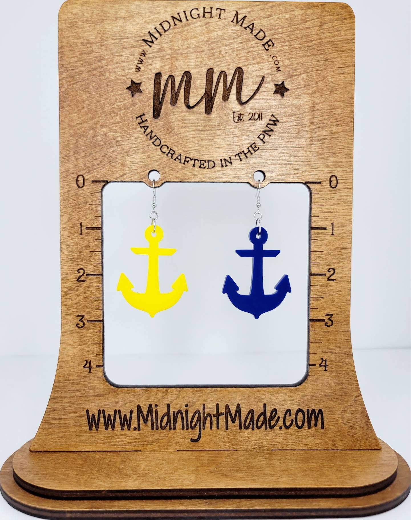 Anchor marine nautical earrings. Lightweight cute drop dangle earring. Midnight Made