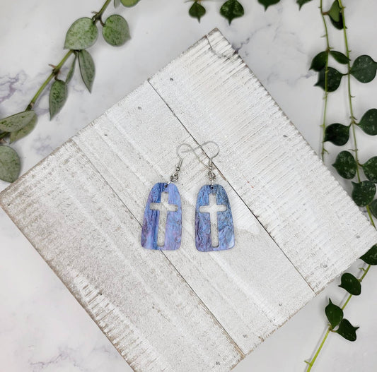 Cross negative space  silhouette earrings Midnight Made Christian