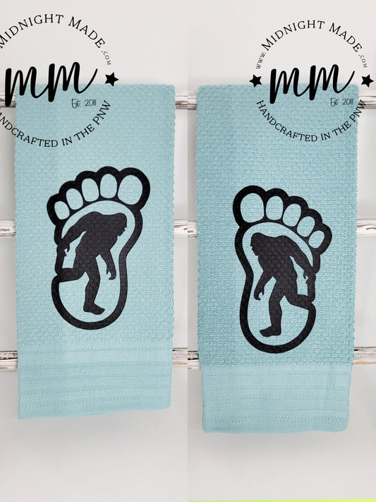 Bigfoot Sasquatch Yetty Yeti decor, funny towel decor Midnight Made pnw gift camping father's day dad gift